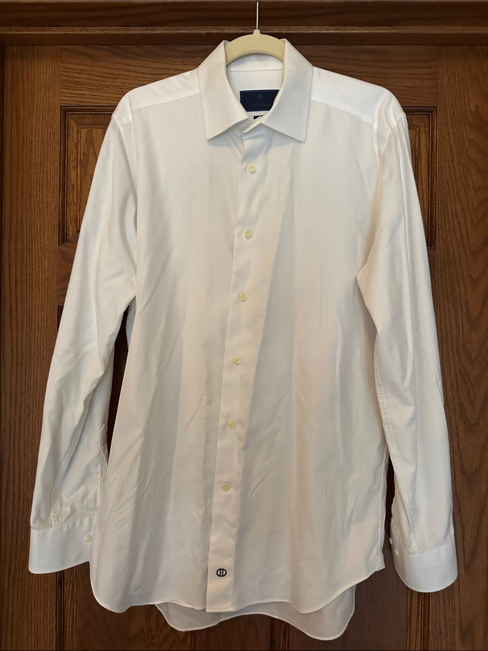 David Donahue Men's White Dress Shirt - Classic Point Collar